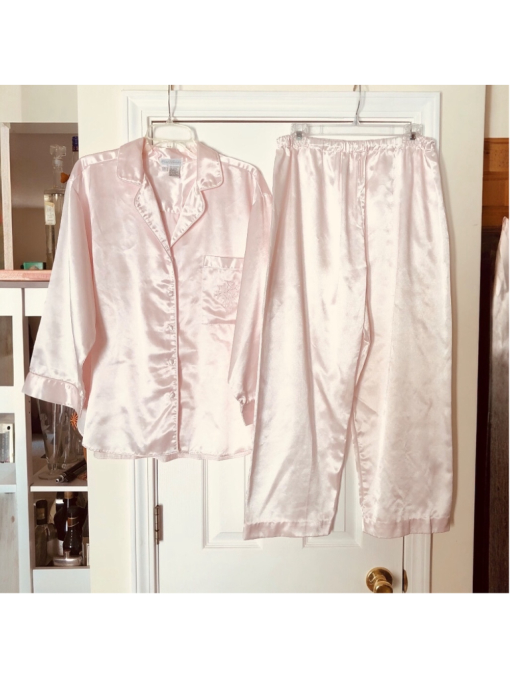Size L Miss Elaine Vintage Style PJ Set Satin Feel Cottonessa Fabric Grandmacore